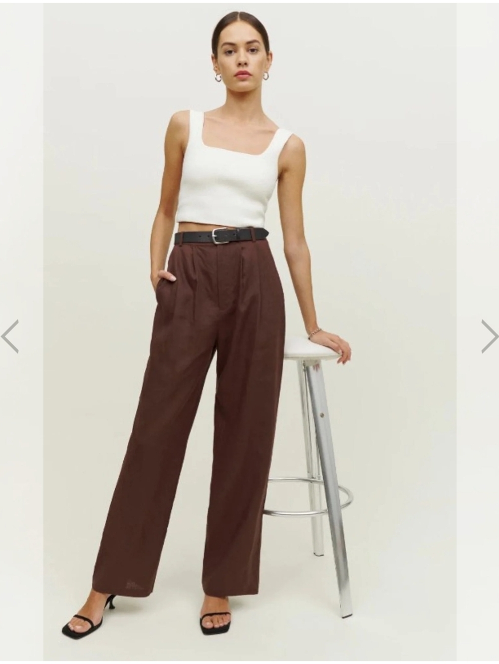 Reformation Vesta Linen Pant In Cafe